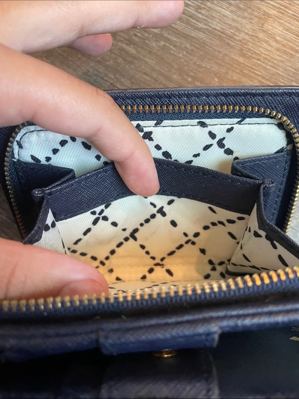 Kate Spade Women’s Dark Blue Medium Bifold Zip Wallet